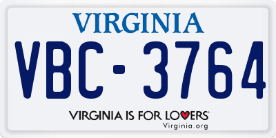 VA license plate VBC3764