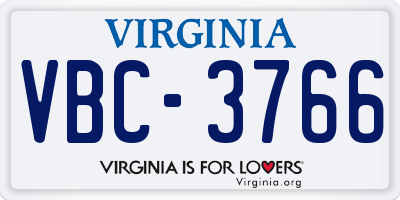 VA license plate VBC3766