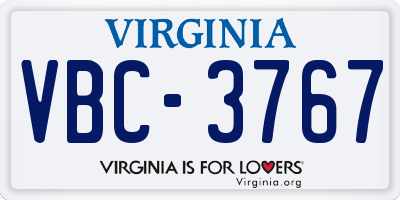 VA license plate VBC3767