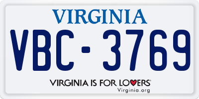 VA license plate VBC3769