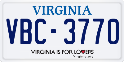 VA license plate VBC3770
