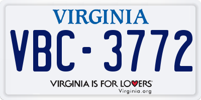 VA license plate VBC3772