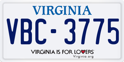 VA license plate VBC3775