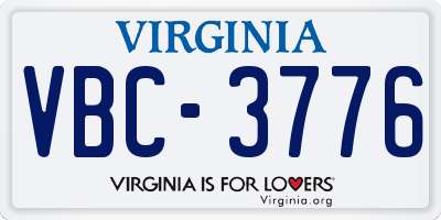 VA license plate VBC3776