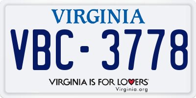 VA license plate VBC3778
