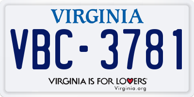VA license plate VBC3781