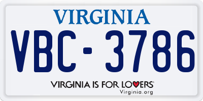 VA license plate VBC3786