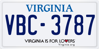 VA license plate VBC3787