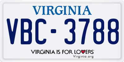 VA license plate VBC3788