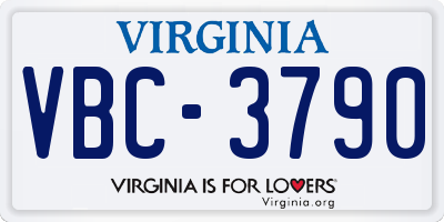VA license plate VBC3790