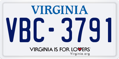 VA license plate VBC3791