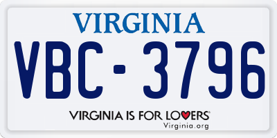 VA license plate VBC3796