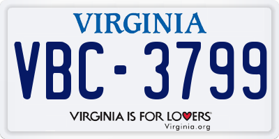 VA license plate VBC3799