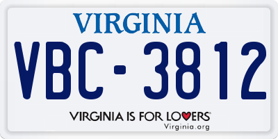 VA license plate VBC3812