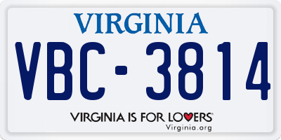 VA license plate VBC3814