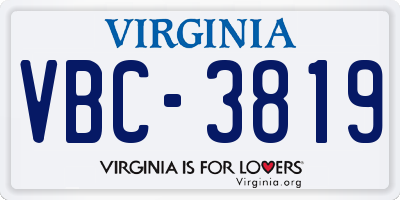 VA license plate VBC3819