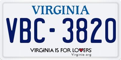 VA license plate VBC3820