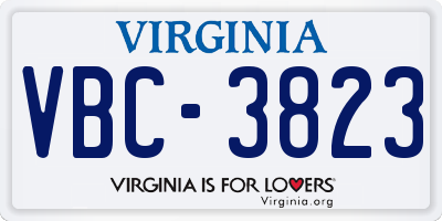 VA license plate VBC3823