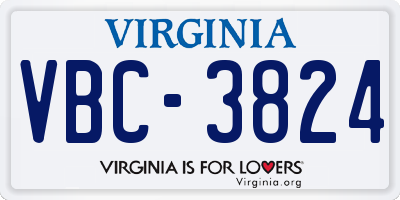 VA license plate VBC3824