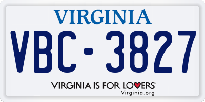 VA license plate VBC3827