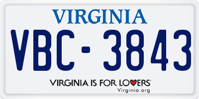 VA license plate VBC3843