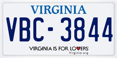 VA license plate VBC3844