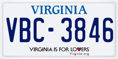 VA license plate VBC3846