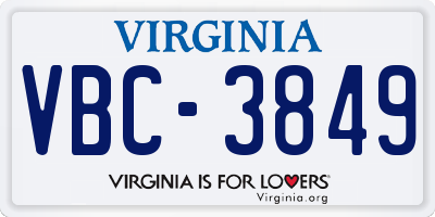 VA license plate VBC3849