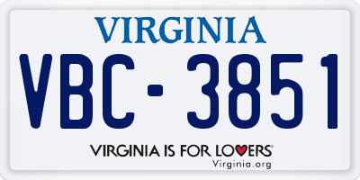 VA license plate VBC3851