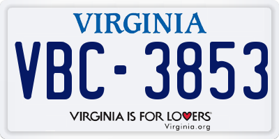 VA license plate VBC3853