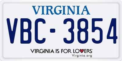 VA license plate VBC3854