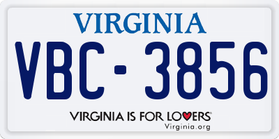 VA license plate VBC3856