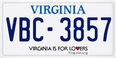 VA license plate VBC3857