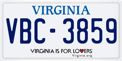 VA license plate VBC3859