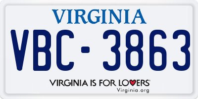VA license plate VBC3863