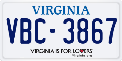VA license plate VBC3867