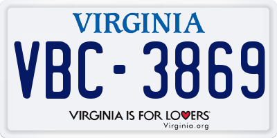 VA license plate VBC3869