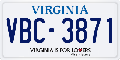 VA license plate VBC3871