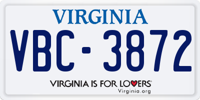 VA license plate VBC3872