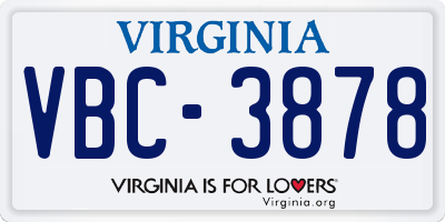 VA license plate VBC3878