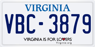 VA license plate VBC3879