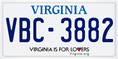 VA license plate VBC3882
