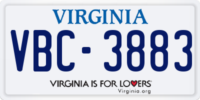 VA license plate VBC3883