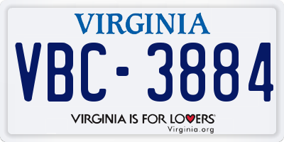 VA license plate VBC3884