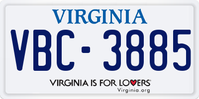 VA license plate VBC3885