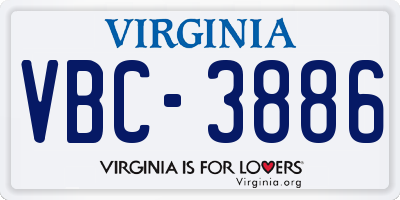 VA license plate VBC3886