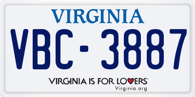 VA license plate VBC3887