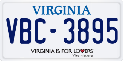 VA license plate VBC3895
