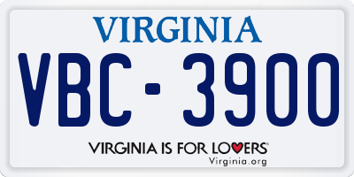 VA license plate VBC3900