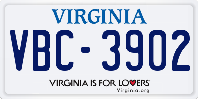VA license plate VBC3902